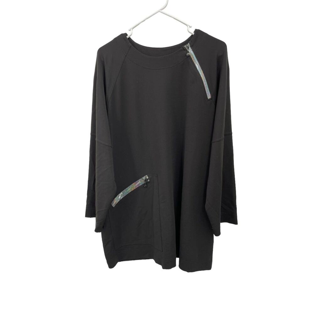 Bitte Kai Rand Tunic Top Blouse Holographic Zippers Long Sleeve Black Size XL